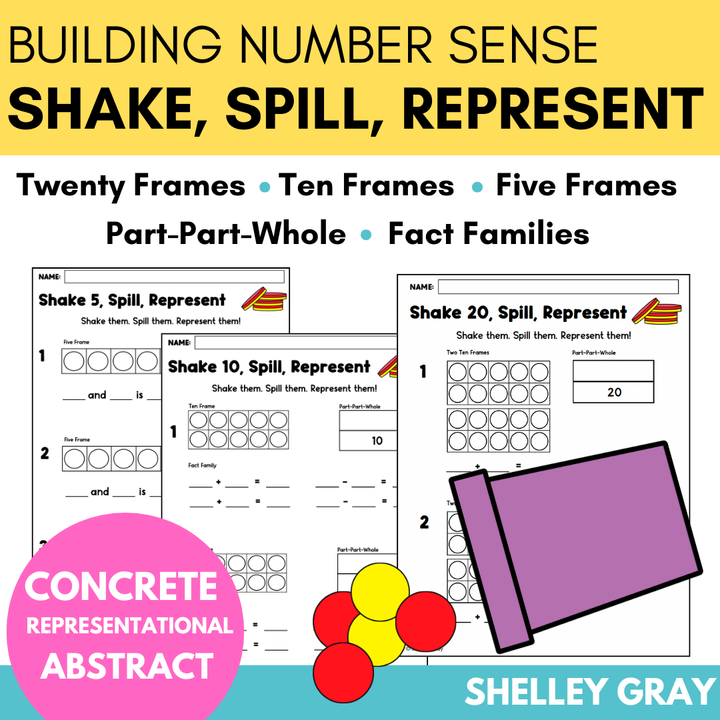 Shake and Spill Math Game - Partners of 5, 10, 20 Part Part Whole, Fact Families