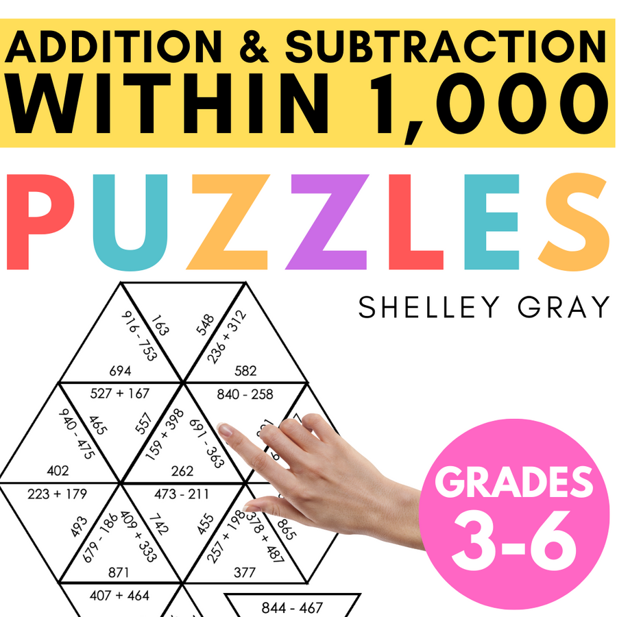 1000 Math Addition and Subtraction Within 1000 Math Puzzles for Extra Practice ...