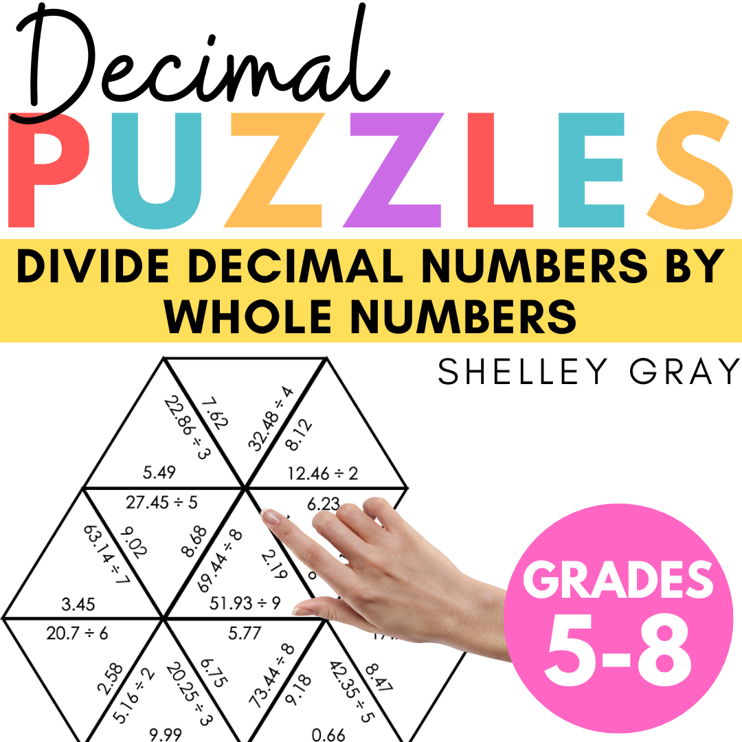 Divide Decimal Numbers by Whole Numbers Math Puzzles; Tarsia Puzzles and More