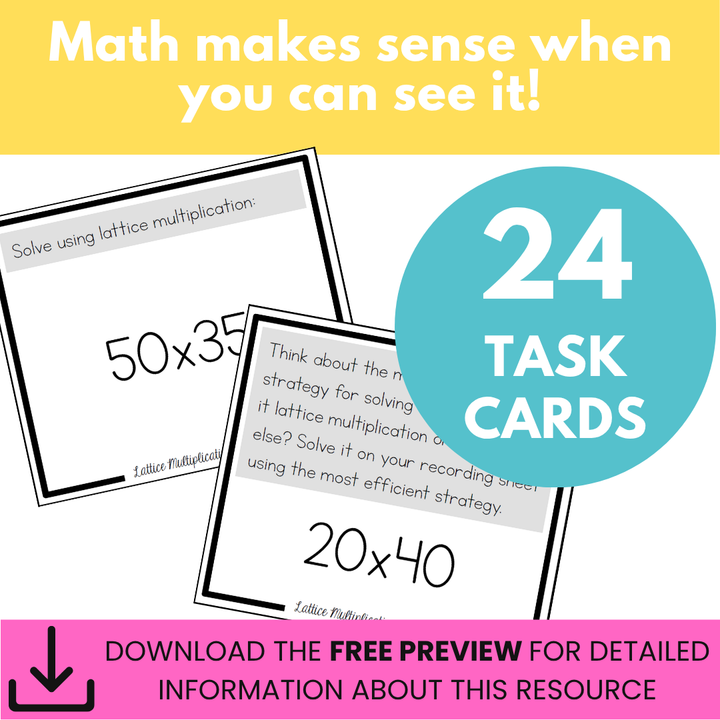 Lattice Multiplication - Multi-Digit Multiplication Task Cards