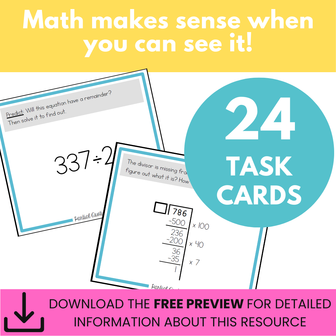 Long Division Task Cards: The Partial Quotients Strategy