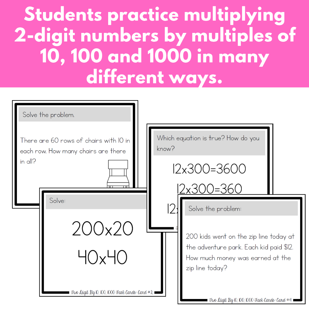 Multiplying 2 Digit Numbers by 10, 100, and 1000 - Multi-Digit Multiplication