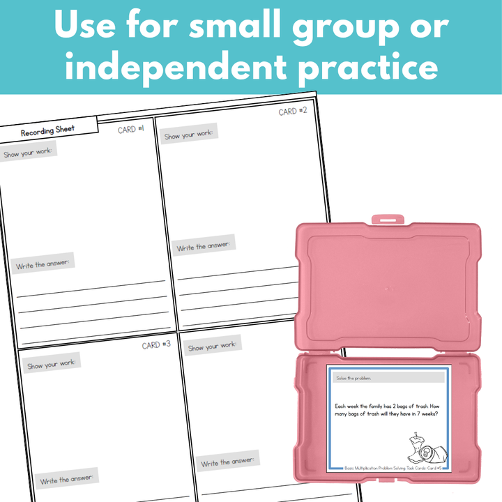 Multiplication Problem Solving Task Cards - Basic Multiplication Facts