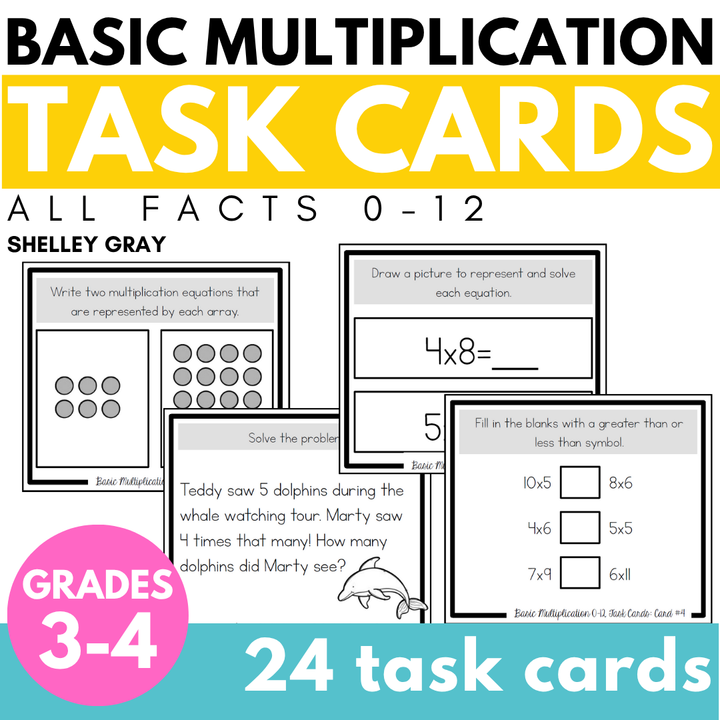 Multiplication Task Cards - x0 to x12 Multiplication Facts