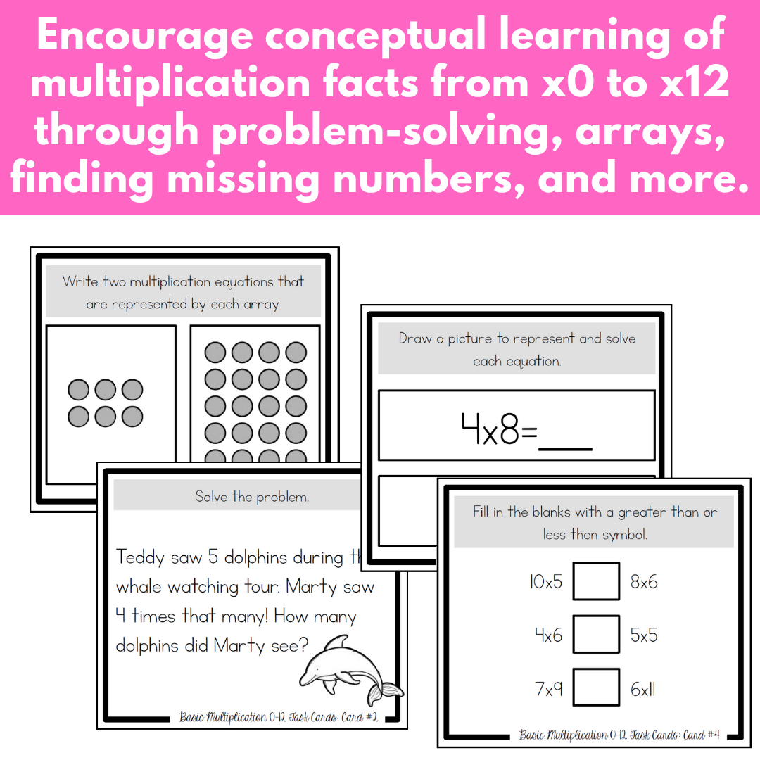 Multiplication Task Cards - x0 to x12 Multiplication Facts