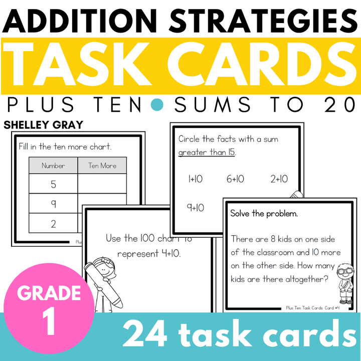 Addition Strategy Task Cards: Plus Ten Facts (Sums to 20)