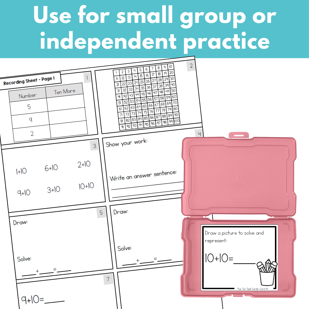 Addition Strategy Task Cards: Plus Ten Facts (Sums to 20)