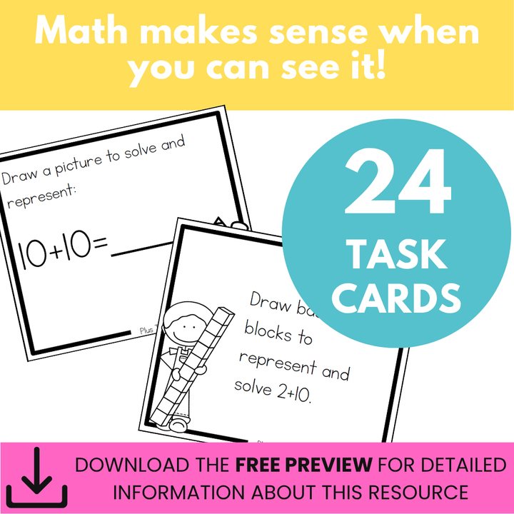 Addition Strategy Task Cards: Plus Ten Facts (Sums to 20)