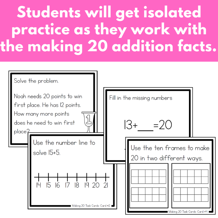 Addition Strategy Task Cards: Making Twenty Facts