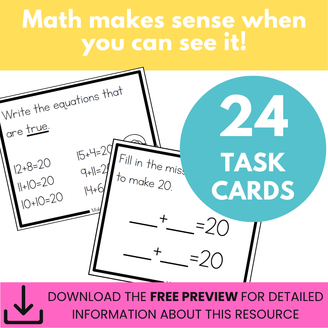 Addition Strategy Task Cards: Making Twenty Facts