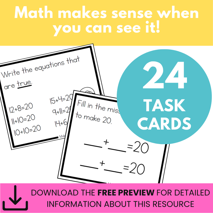 Addition Strategy Task Cards: Making Twenty Facts