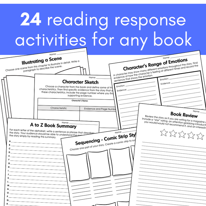 Reading Response Graphic Organizers for Any Book; Reading Activities