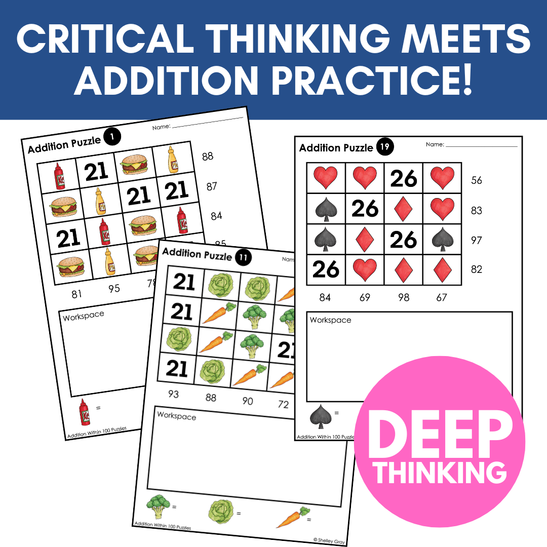 Addition & Subtraction Problem Solving to 100 Logic Puzzles | Critical Thinking