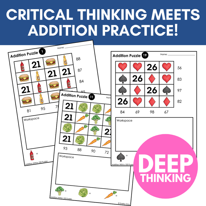 Addition & Subtraction Problem Solving to 100 Logic Puzzles | Critical Thinking