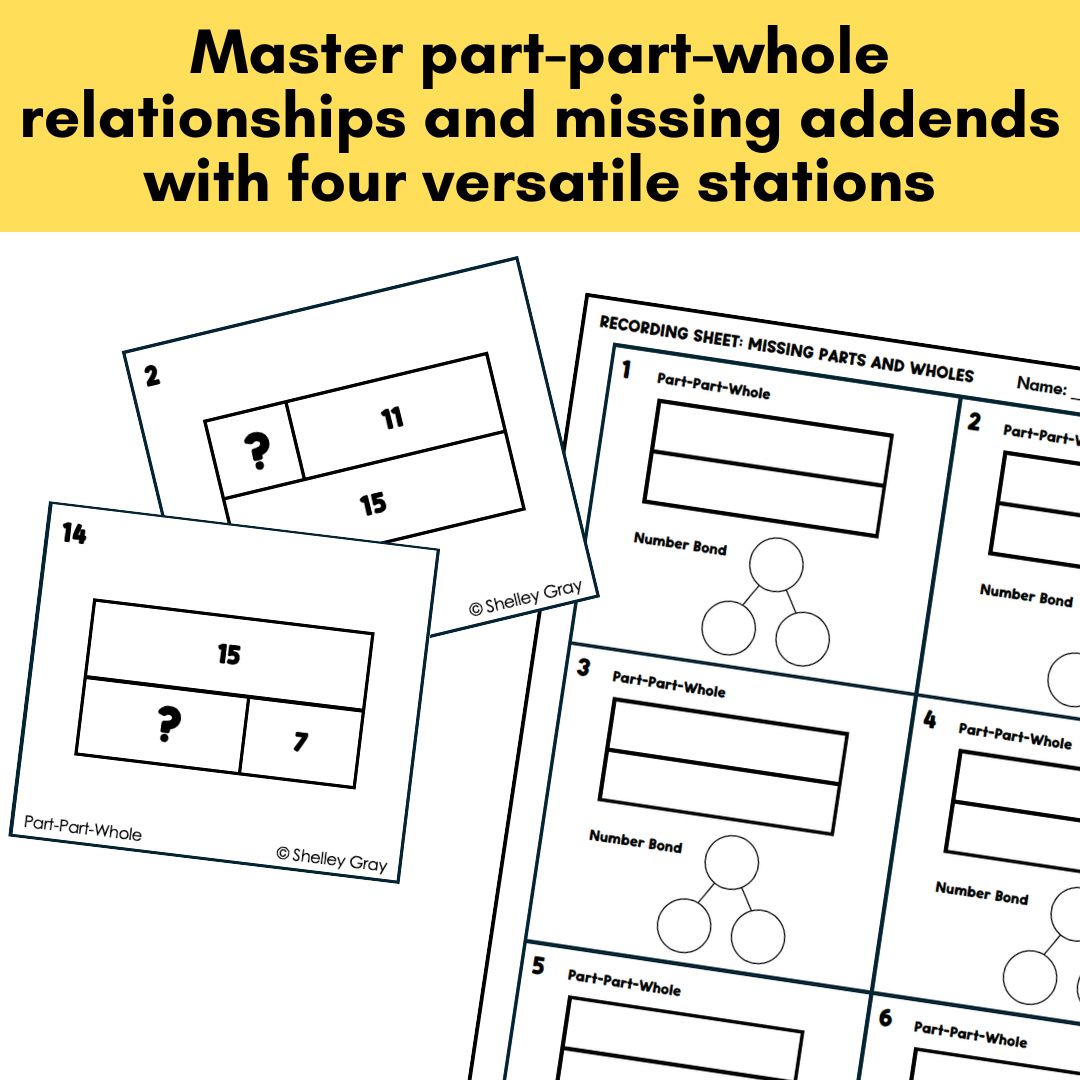 Part-Part-Whole Math Centers: Sums to 20 | With Visual Models