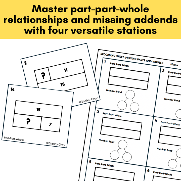 Part-Part-Whole Math Centers: Sums to 20 | With Visual Models