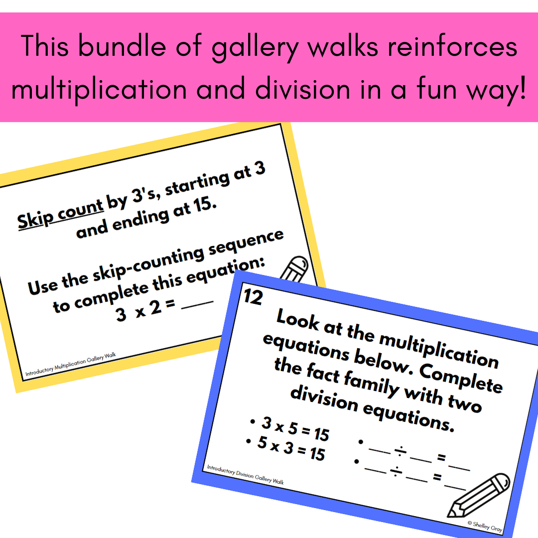 Multiplication and Division to 25 Around the Room Gallery Walk