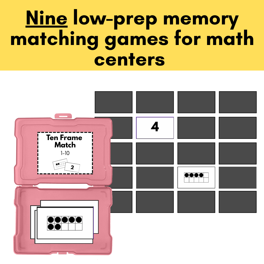 Memory Math Game Math Graphs Memory Math Games – Numbers 1–20 with Dice, Ten Frames, Tally Marks, W ...