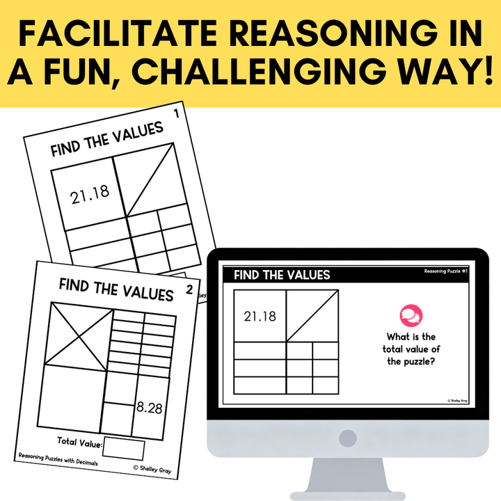 Math Reasoning Puzzles Decimals to Hundredths | Grades 5-8 Problem Solving
