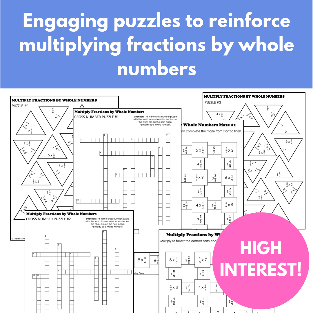 Multiplying Fractions by Whole Numbers, Fraction Math Puzzles