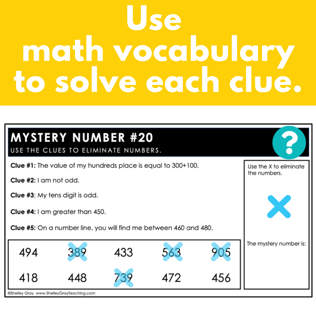 Math Vocabulary Mystery Number Bundle - 2 3 4 5 6 7 8-Digit, Fractions, Decimals