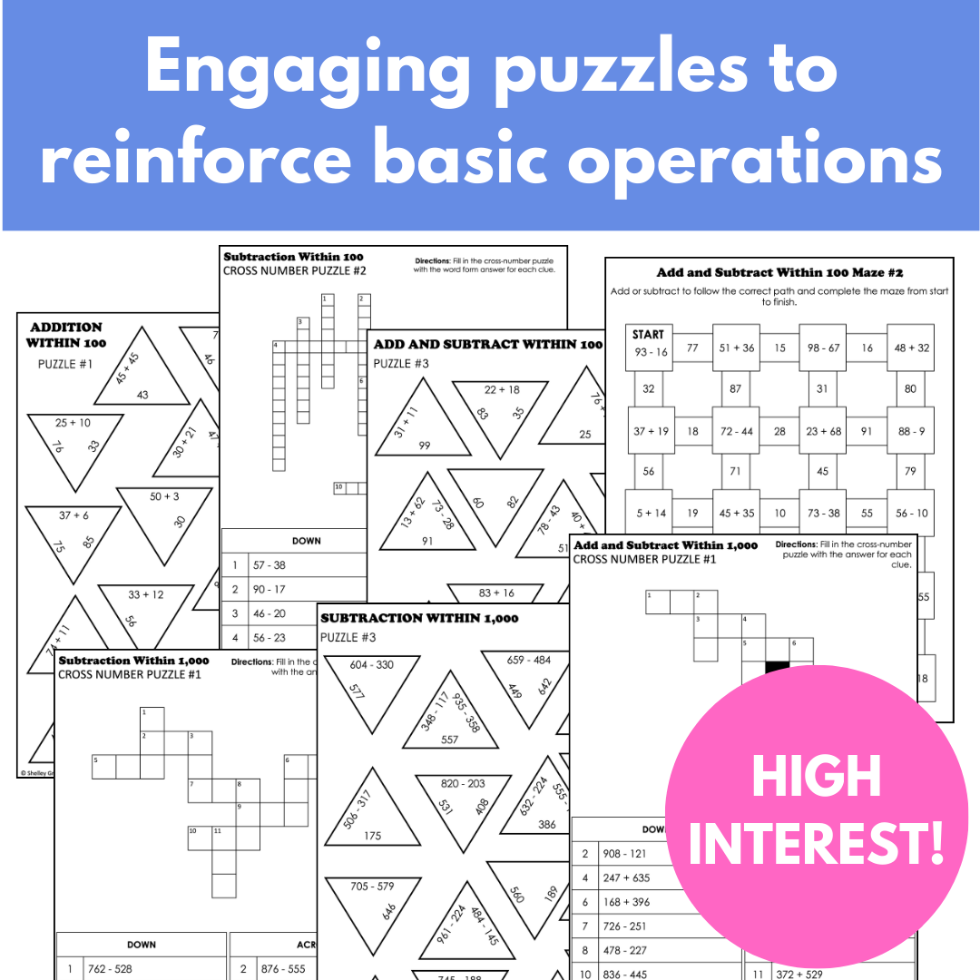 Google Math Puzzles Math Puzzles for Addition, Subtraction, Multiplication, and Division B ...