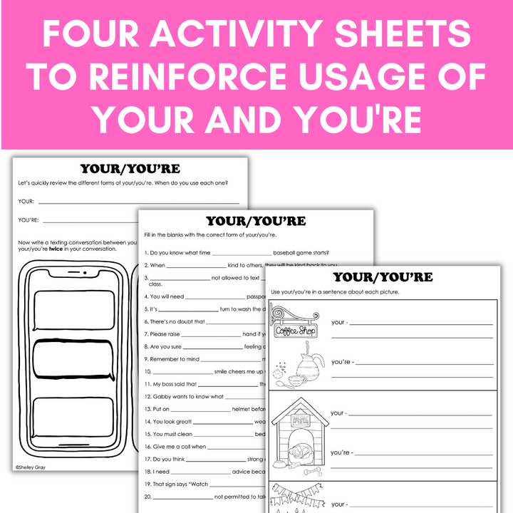 Your You're Homophone Worksheets