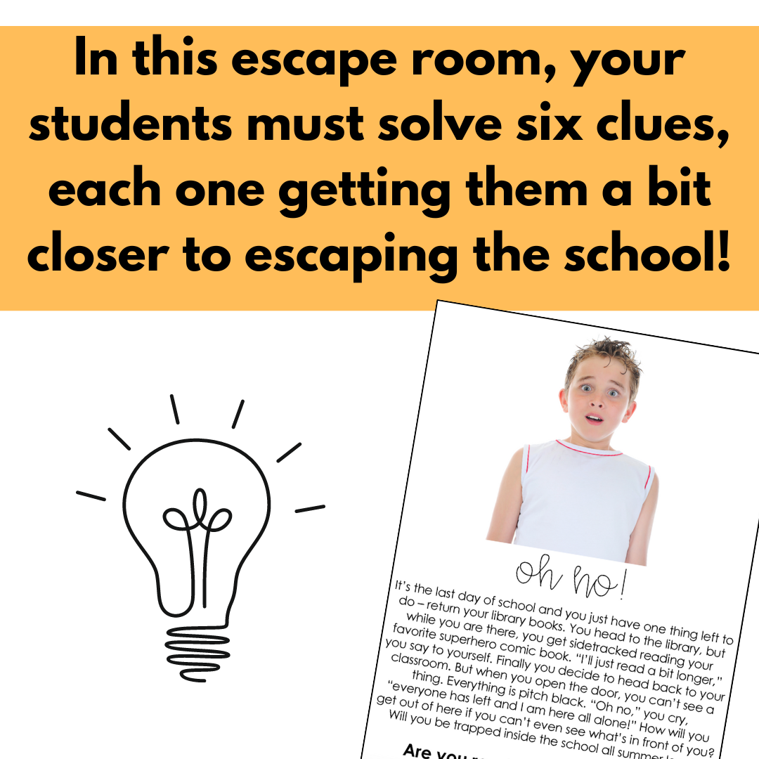 End of the Year Escape Room Activity - Trapped in the School For Summer