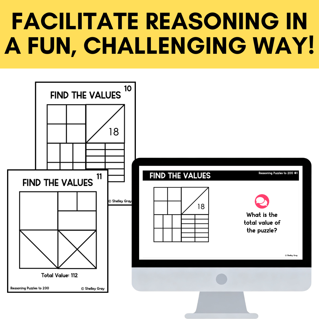 Math Reasoning Puzzles to 200 | Grade 3-5 Problem Solving & Number Sense