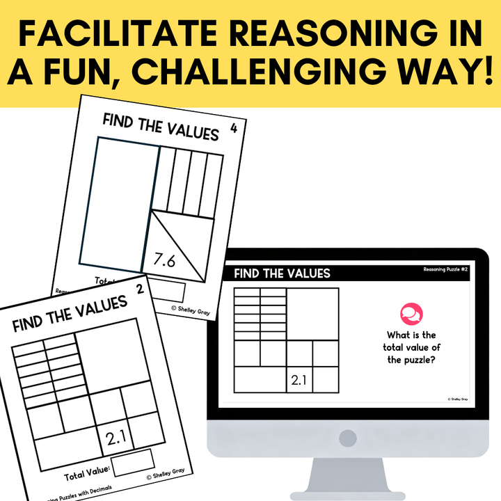 Math Reasoning Puzzles Decimals to Tenths | Grades 5-8 Problem Solving