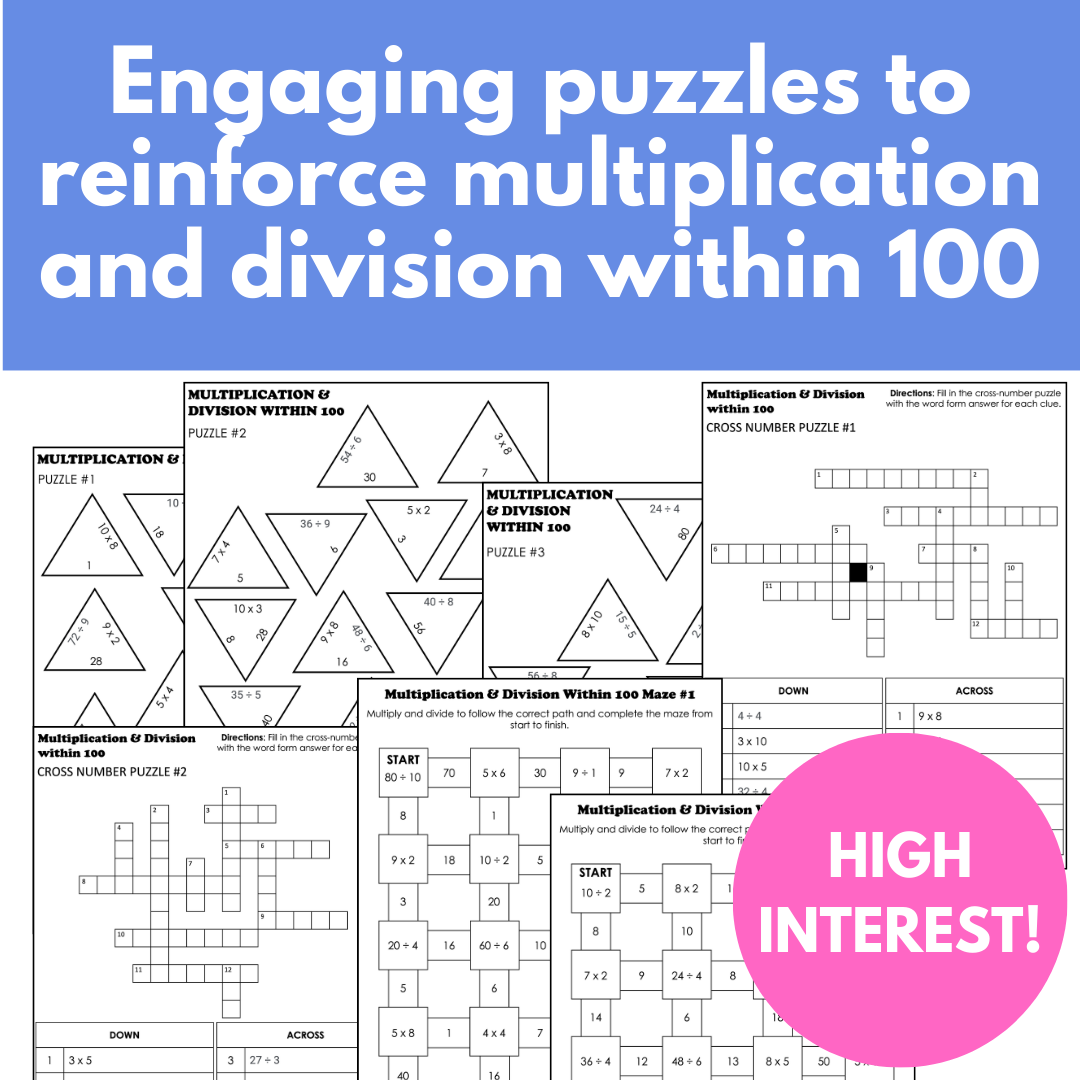 Multiplication Division Basic Facts Math Puzzles Tarsia Cross Numbe Multiplication division basic facts math puzzles tarsia cross numbe