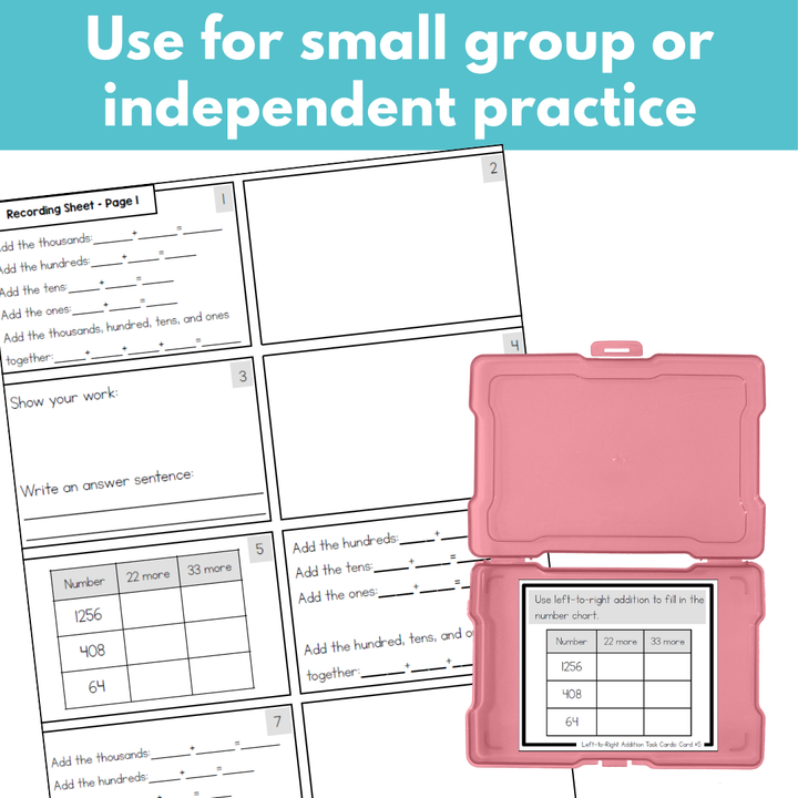 Addition Strategy Task Cards: Left-to-Right Addition (Fourth Grade)