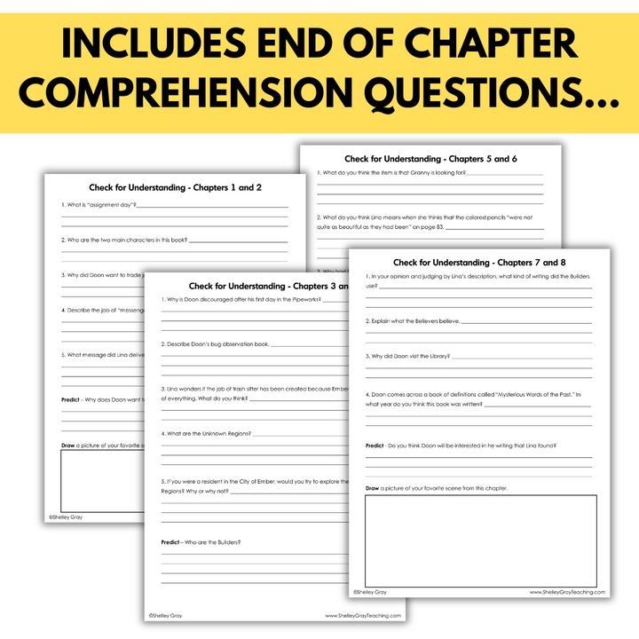 The City of Ember Novel Study; Comprehension and Graphic Organizers