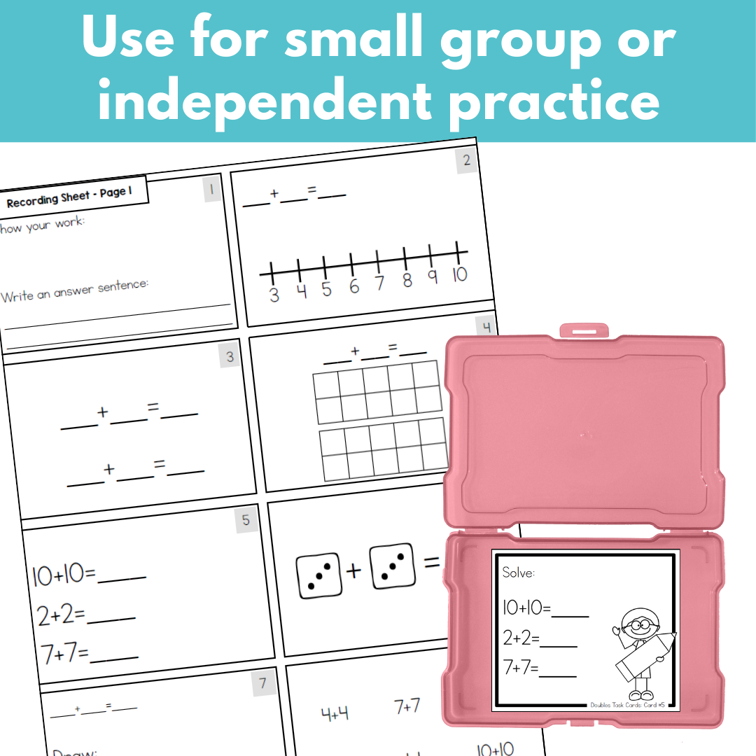 Addition Strategy Task Cards: The Doubles (Sums to 24)