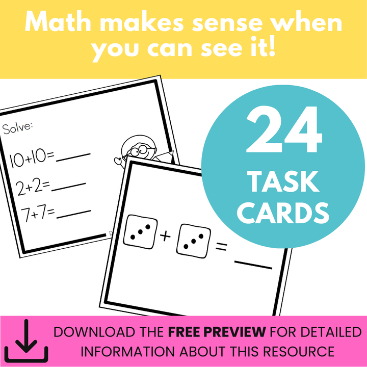 Addition Strategy Task Cards: The Doubles (Sums to 24)