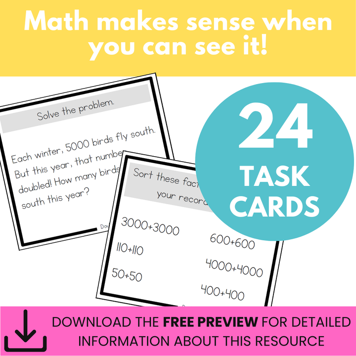 Addition Strategy Task Cards: Doubles Facts and Extensions (Fourth Grade)