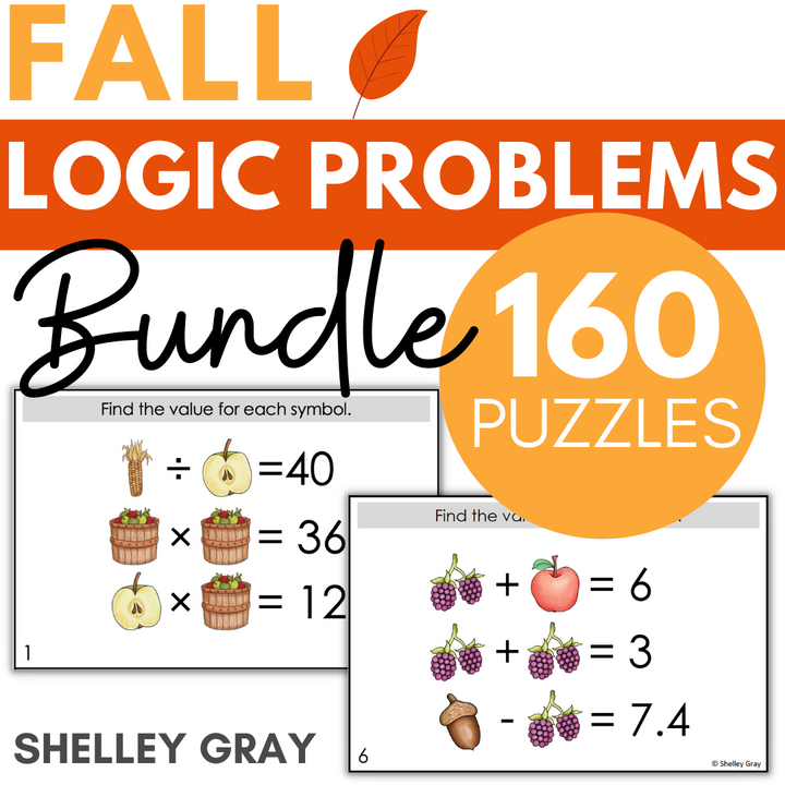 Fall-Themed Math Logic Problems Bundle, Problem-Solving and Critical Thinking