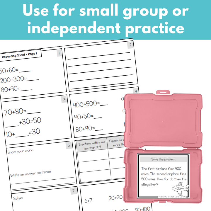 Addition Strategy Task Cards: Doubles Plus One and Extensions (Third Grade)