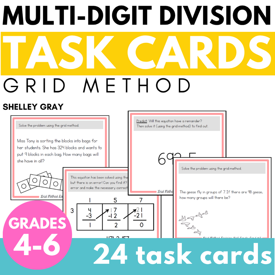 Long Division Task Cards: The Grid Method – Shelley Gray Teaching