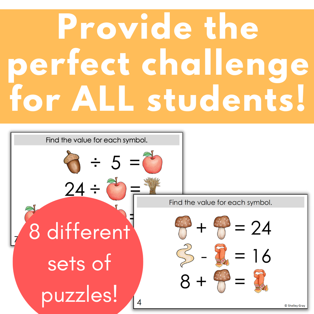 Fall-Themed Math Logic Problems Bundle, Problem-Solving and Critical Thinking