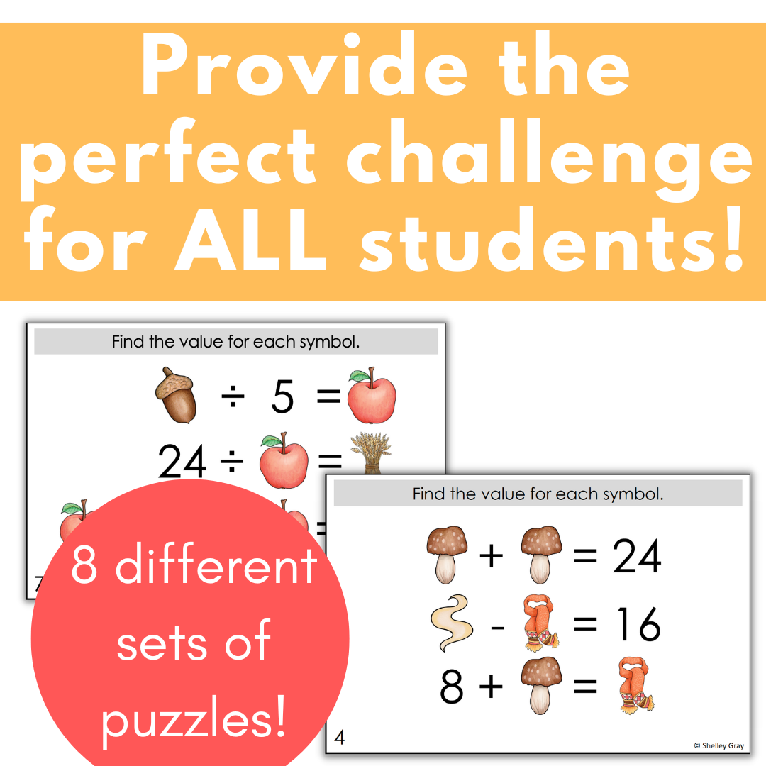 Logic Number Math Problems Fall-Themed Math Logic Problems Bundle, Problem-Solving and Critical T ...