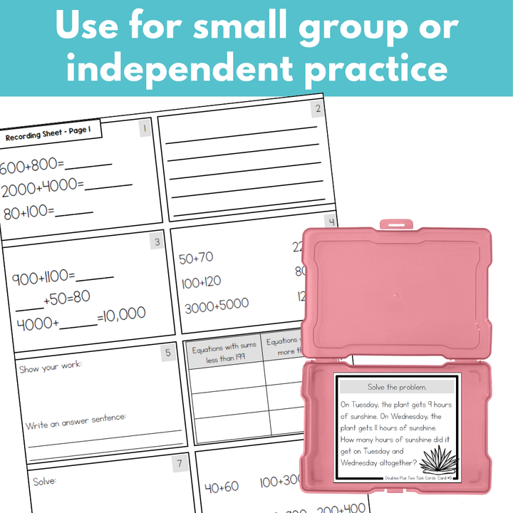 Addition Strategy Task Cards: Doubles Plus Two and Extensions (Fourth Grade)