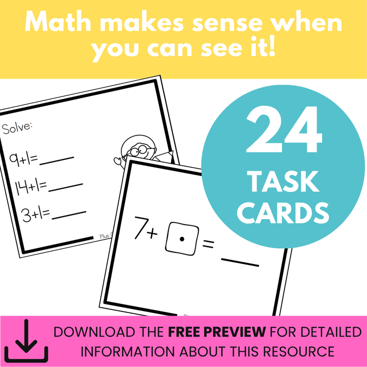 Addition Strategy Task Cards: Plus One (Sums to 20) FIRST GRADE