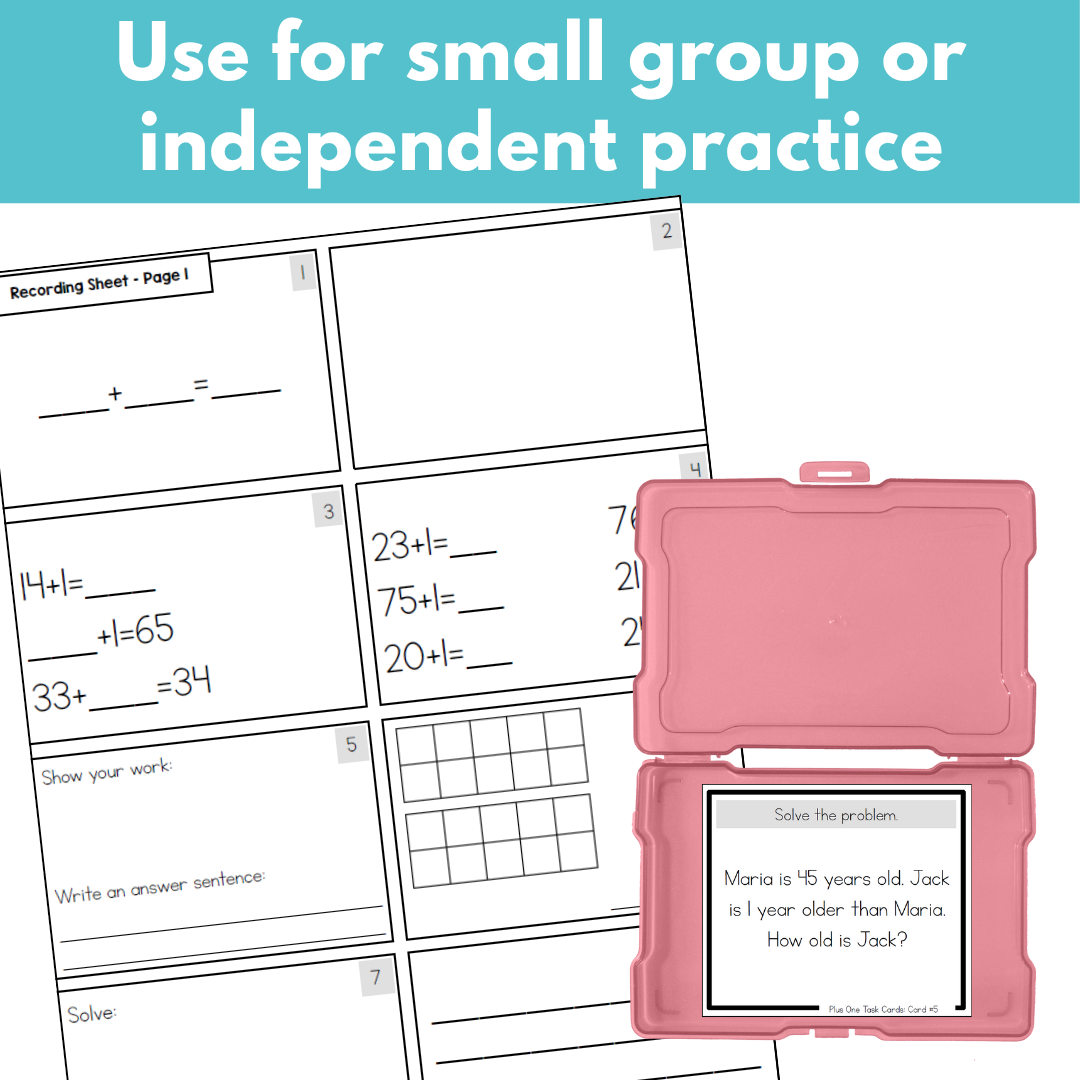 Addition Strategy Task Cards: Plus One (Sums to 100) SECOND GRADE