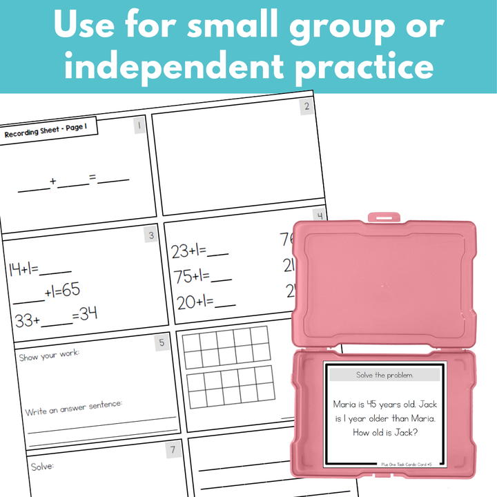 Addition Strategy Task Cards: Plus One (Sums to 100) SECOND GRADE