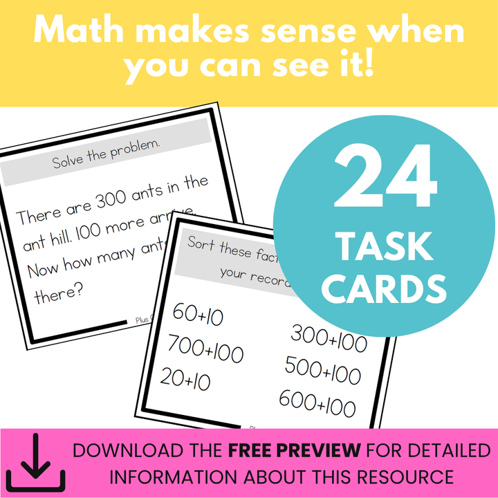 Addition Strategy Task Cards: Plus One and Extensions (Third Grade)