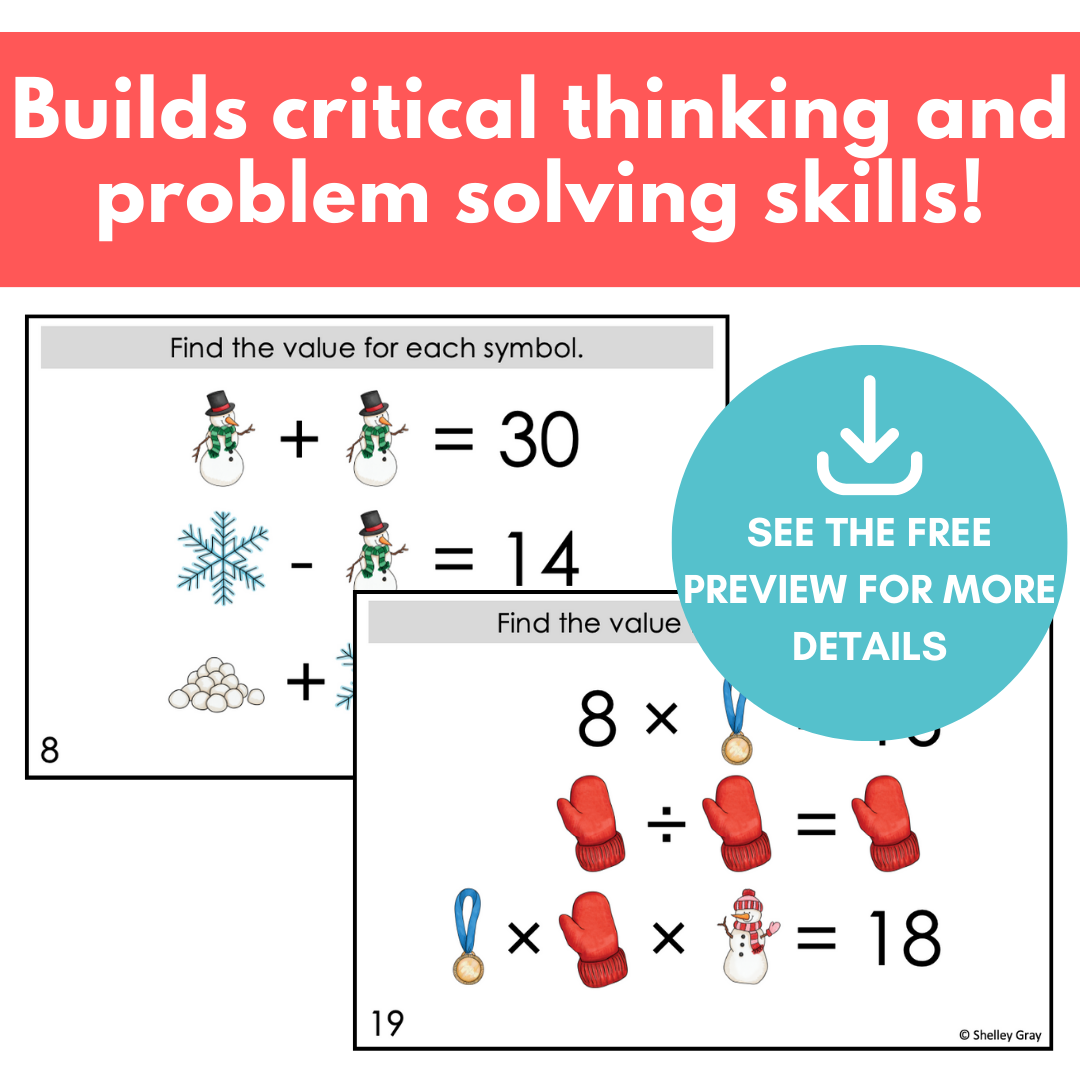 Winter-Themed Math Logic Problems Bundle, Problem-Solving and Critical Thinking