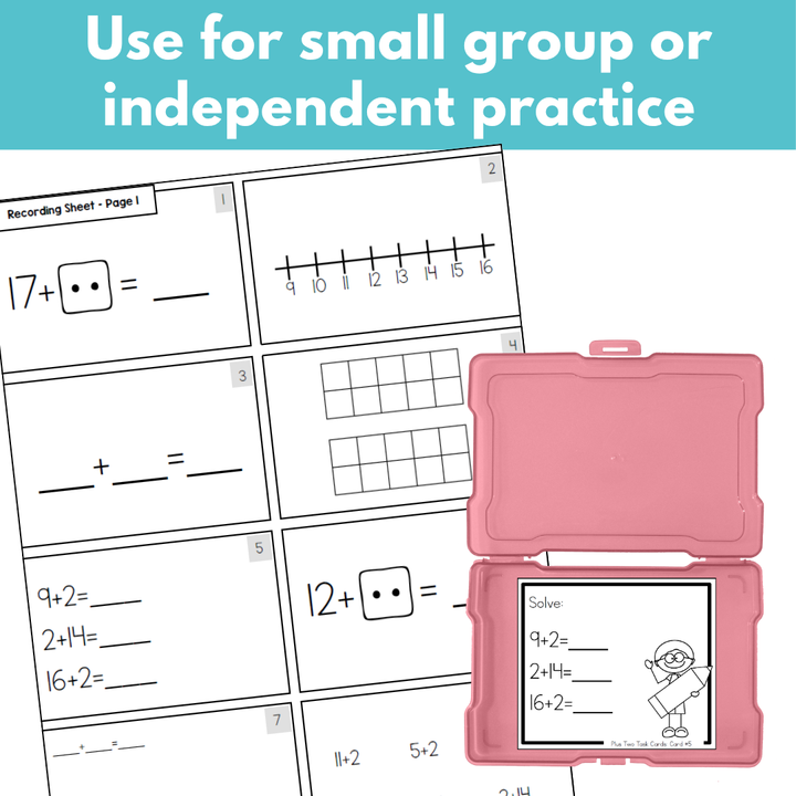 Addition Strategy Task Cards: Plus Two (Sums to 20) FIRST GRADE