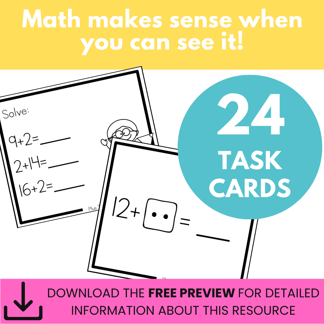 Addition Strategy Task Cards: Plus Two (Sums to 20) FIRST GRADE