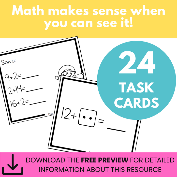 Addition Strategy Task Cards: Plus Two (Sums to 20) FIRST GRADE